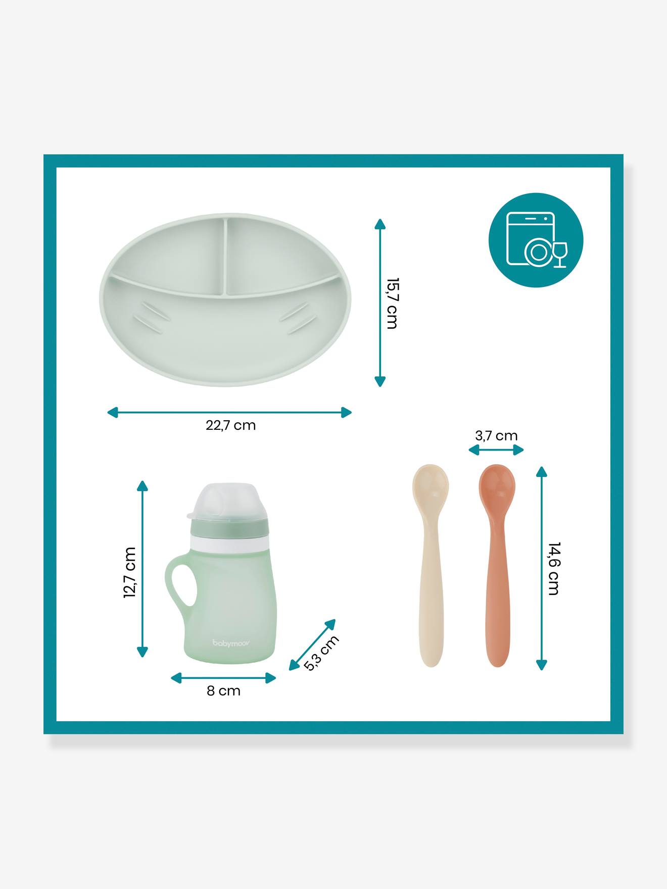 Babymoov Esslern-Set aus Silikon GROW'ISY BABYMOOV - grün/ziegel