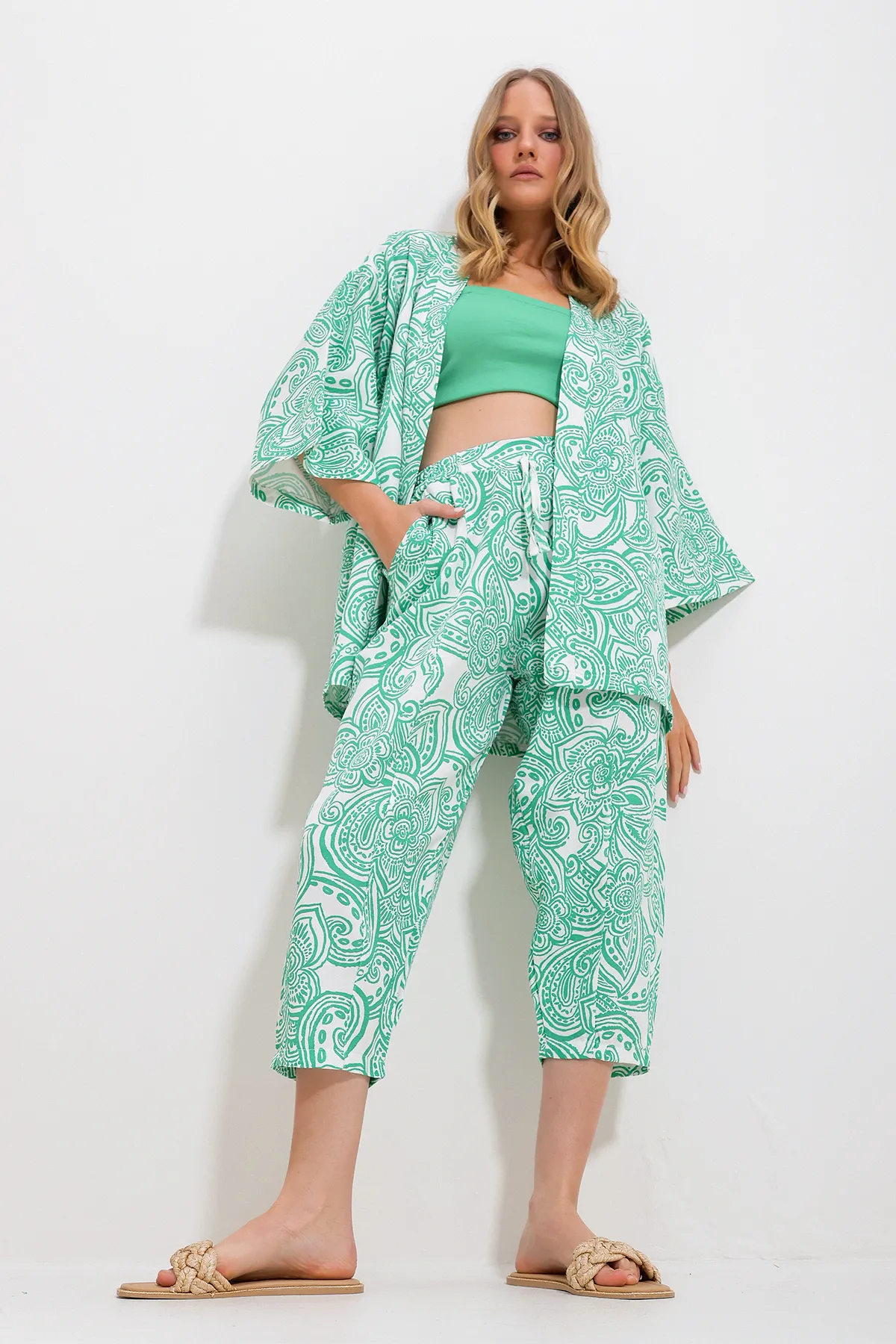 Trend Alaçatı Stili  Zweiteiler - Grün - Regular Fit
