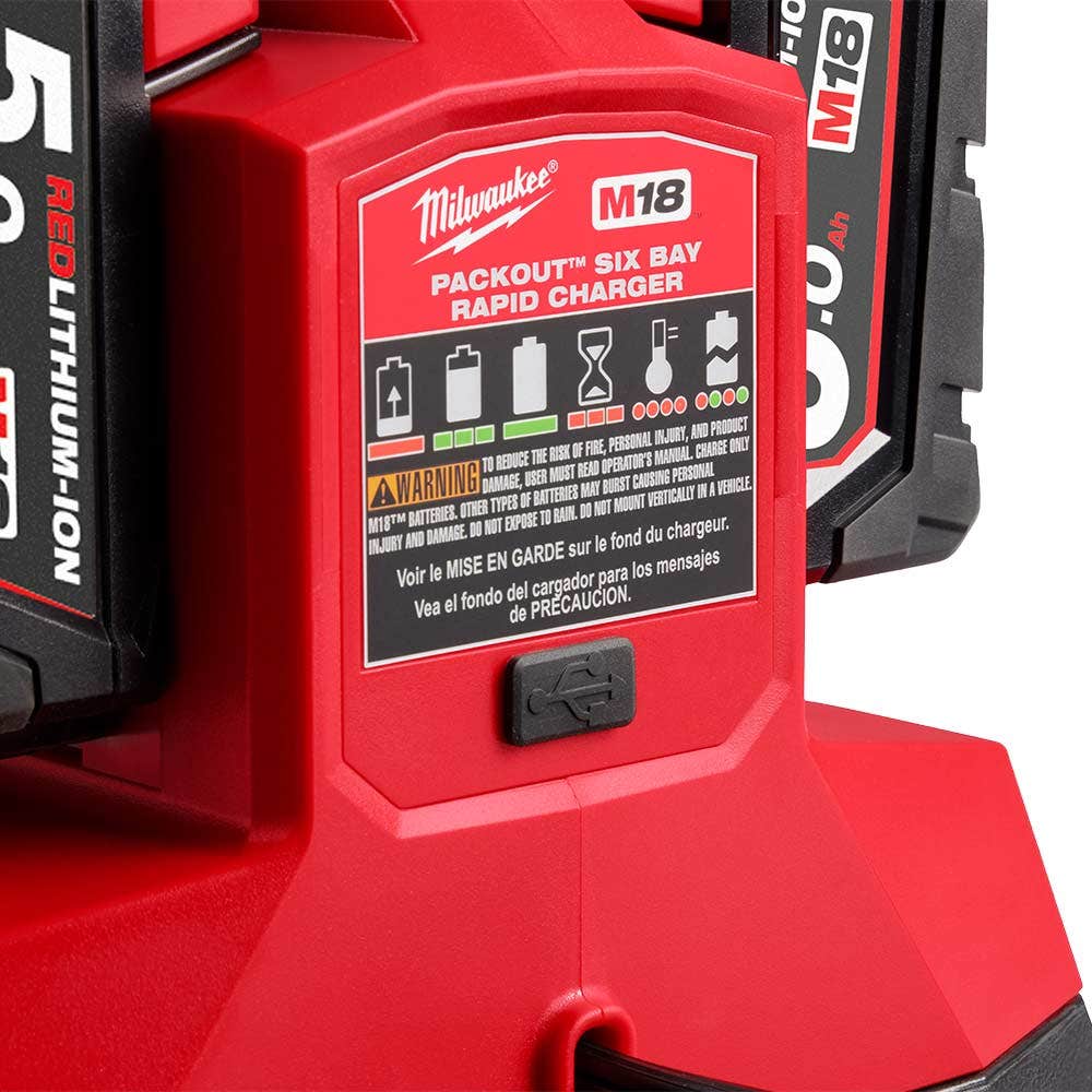 Carregador rápido de 6 estações MILWAUKEE PACKOUT™ M18PC6