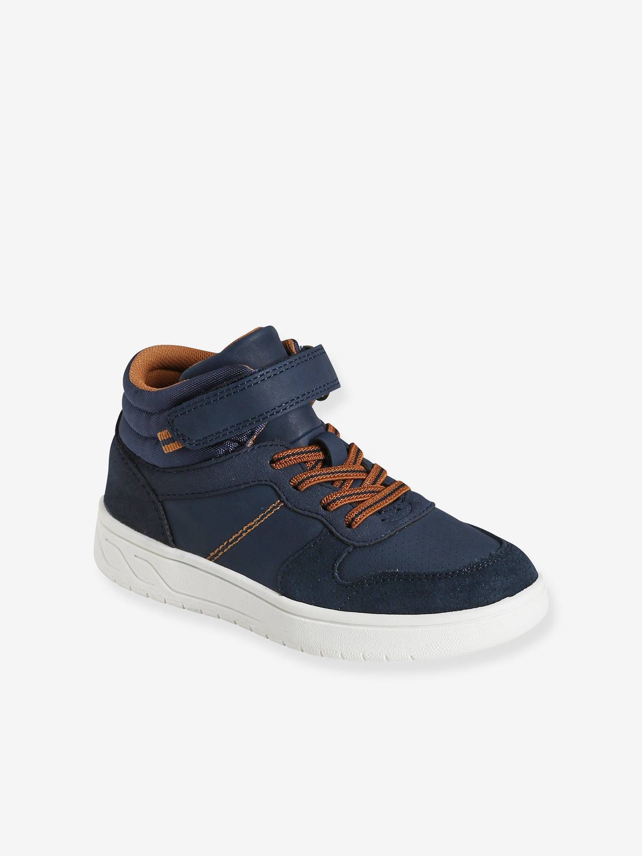 Baskets montantes lacées et scratchées garçon kaki
