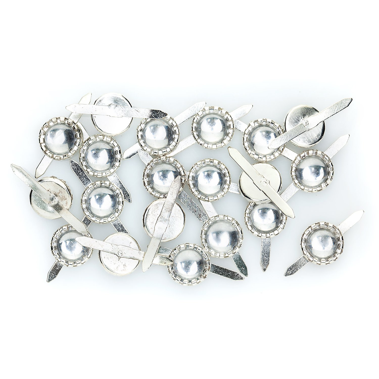 Deko-Verschlüsse silber/kristall, 10 mm, 20 Stück