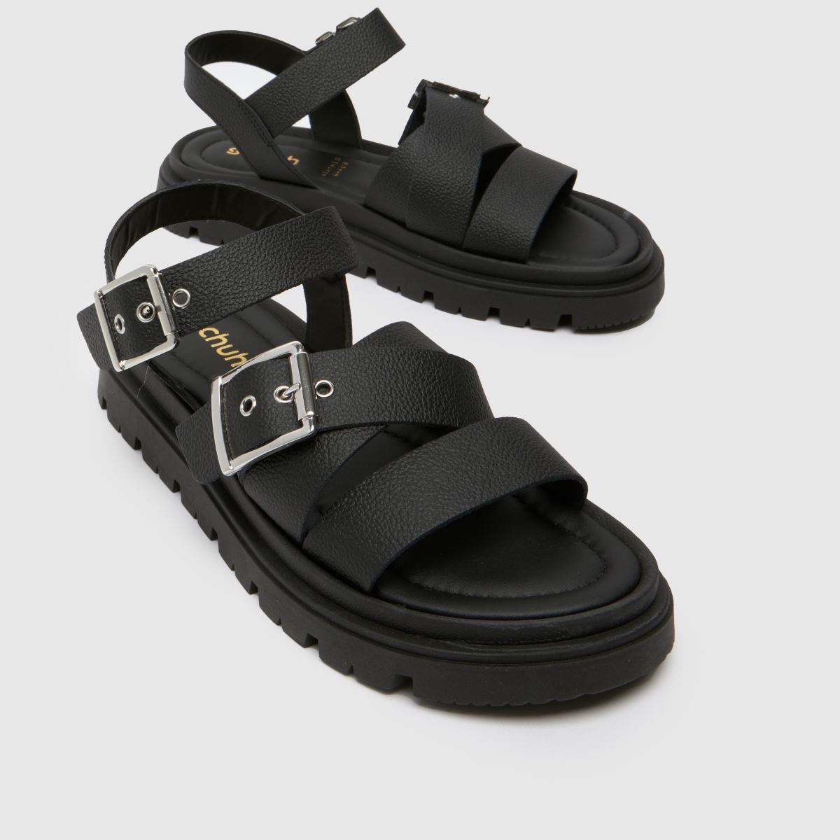 Schuh – Tullia – Svarta sandaler i läder med spänne