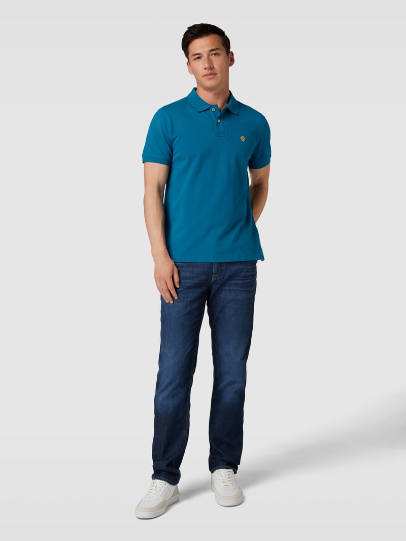 Poloshirt mit Label-Stitching in lagune