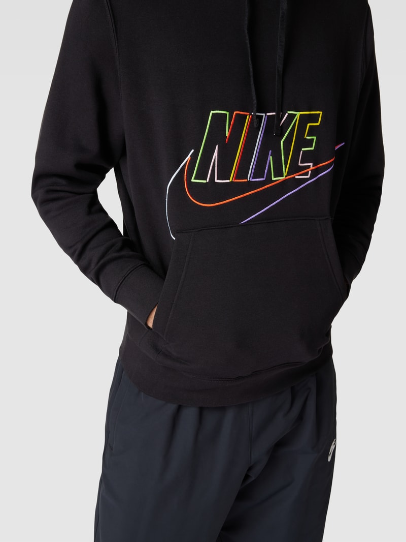 Hoodie mit Label-Stitching Modell 'CLUB' in schwarz