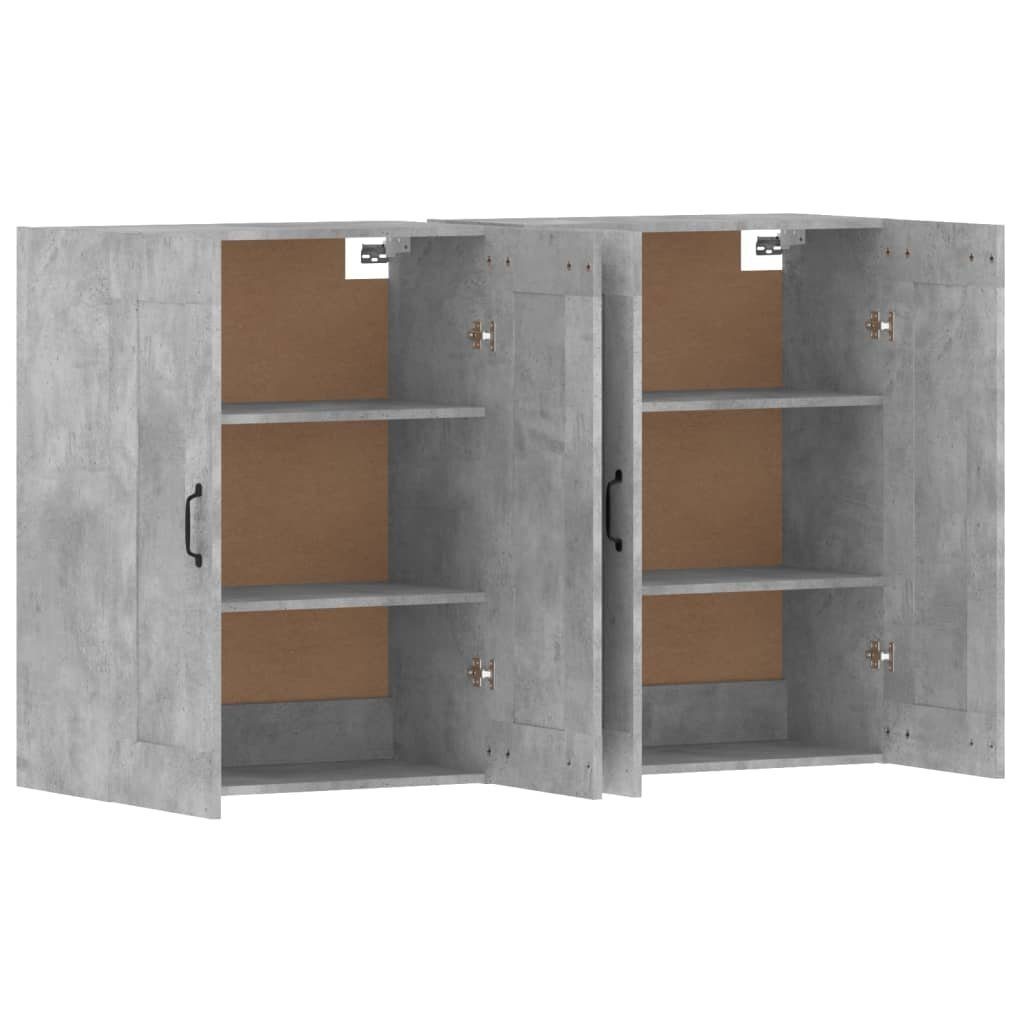 vidaXL Sideboard Wandschränke 2 Stk. Betongrau Holzwerkstoff (2 St)