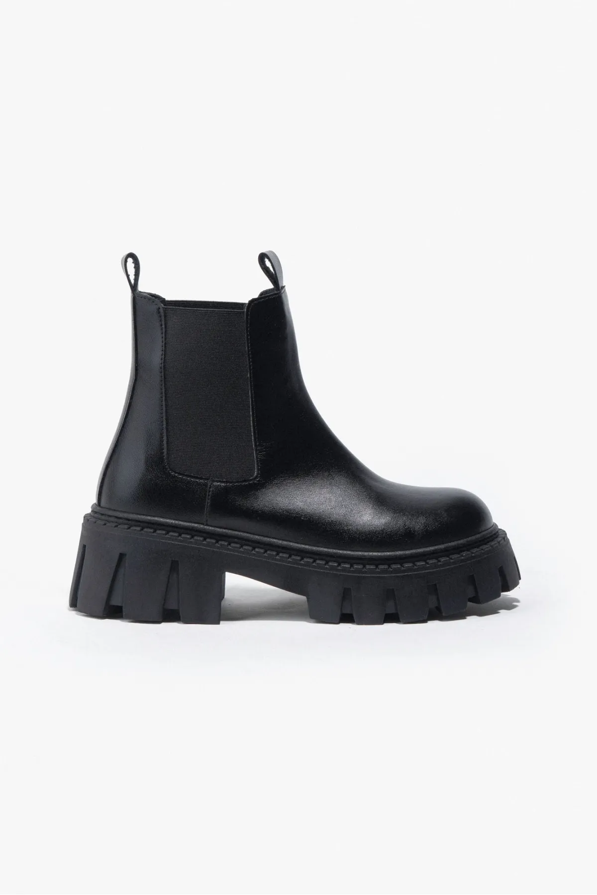NİŞANTAŞI SHOES  Gwin Damenstiefel aus schwarzem, mattem Gummi mit flacher Sohle