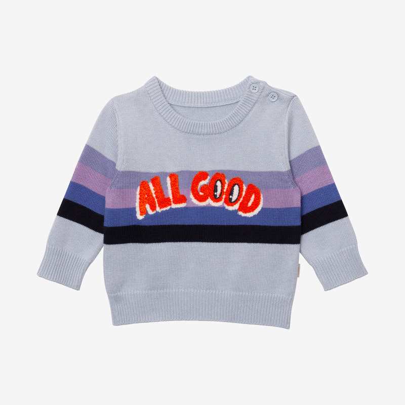 Pull bébé garçon rayé message bleu Catimini