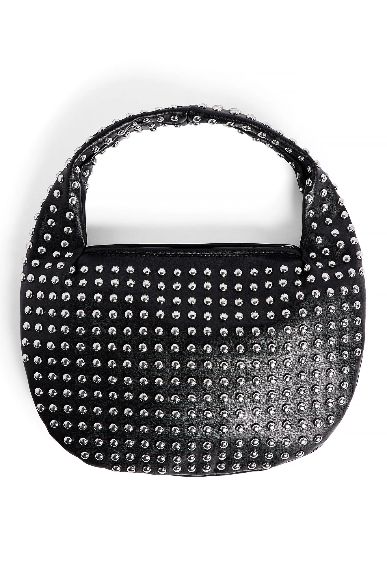 Lederartige runde Tasche mit Besatz