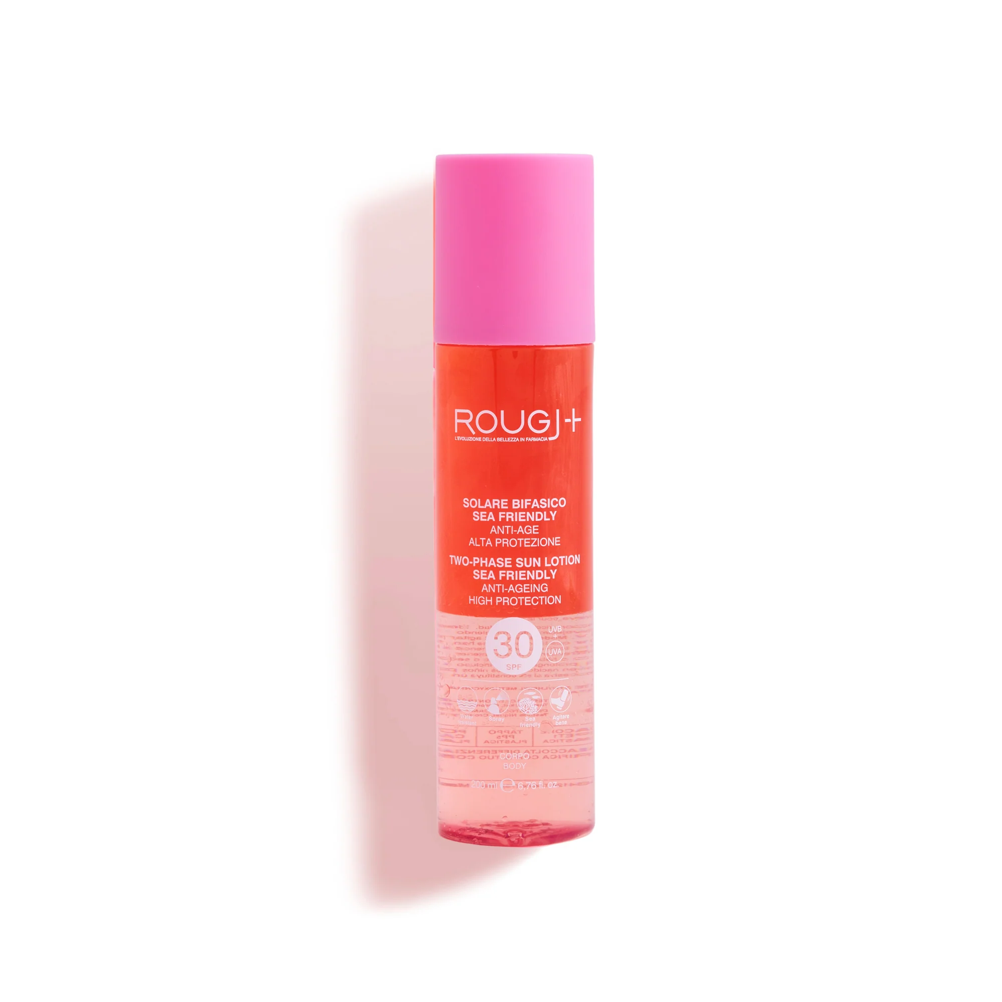 Protector solar bifásico Suntech SPF30 antiedad - Spray solar corporal de alta protección.