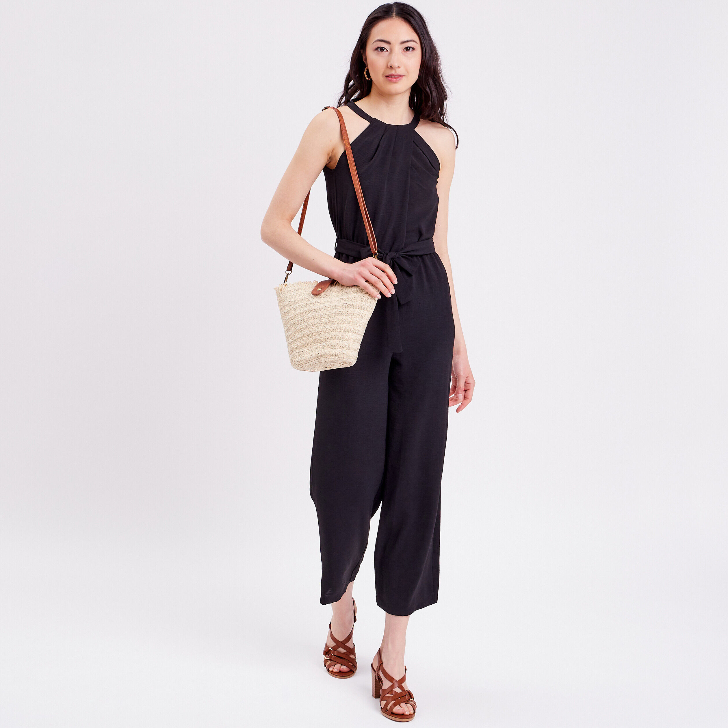 Combinaison pantalon ceinturée noir femme | Cache Cache