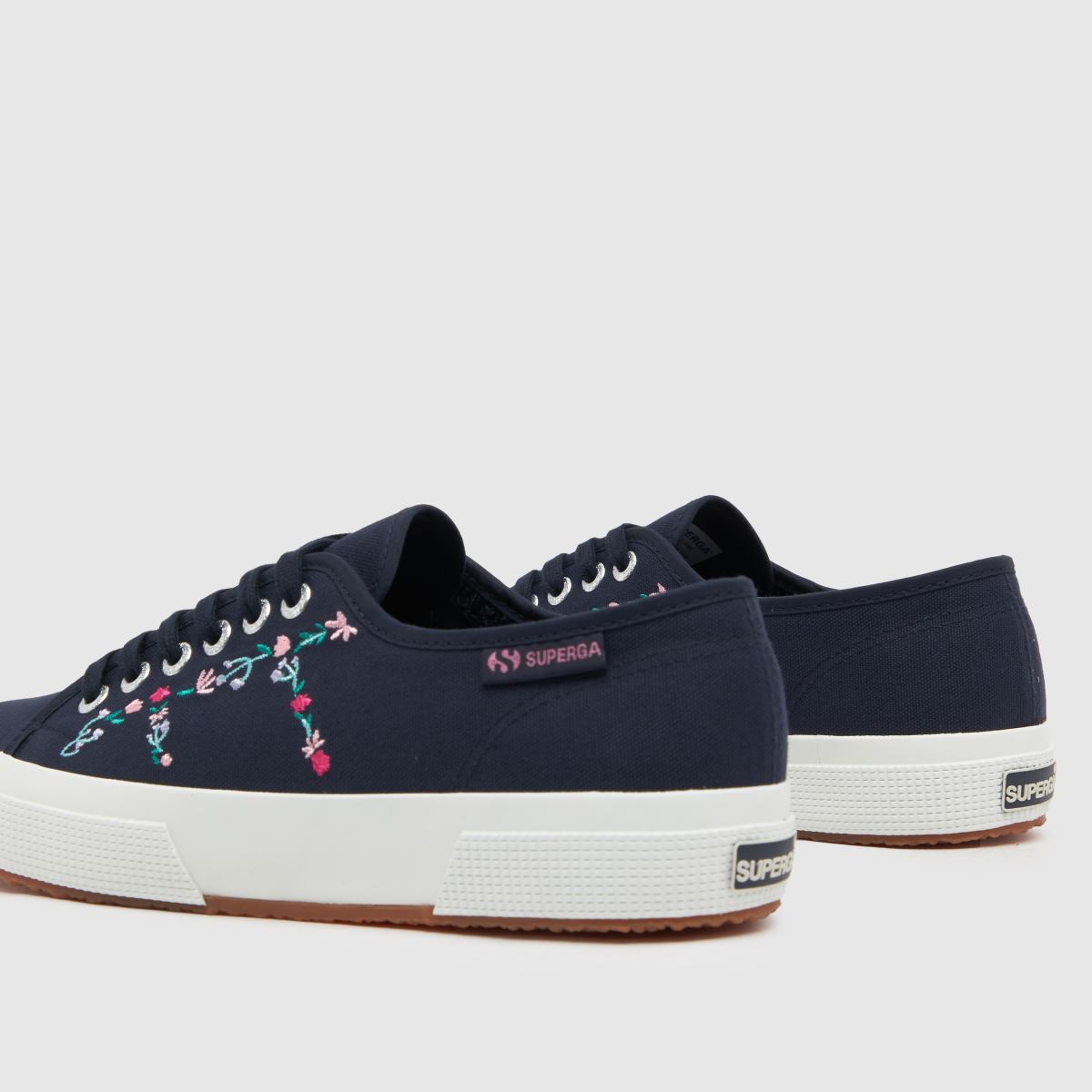 Tenisky Superga 2750 s malými květinami a výšivkou v modré multi