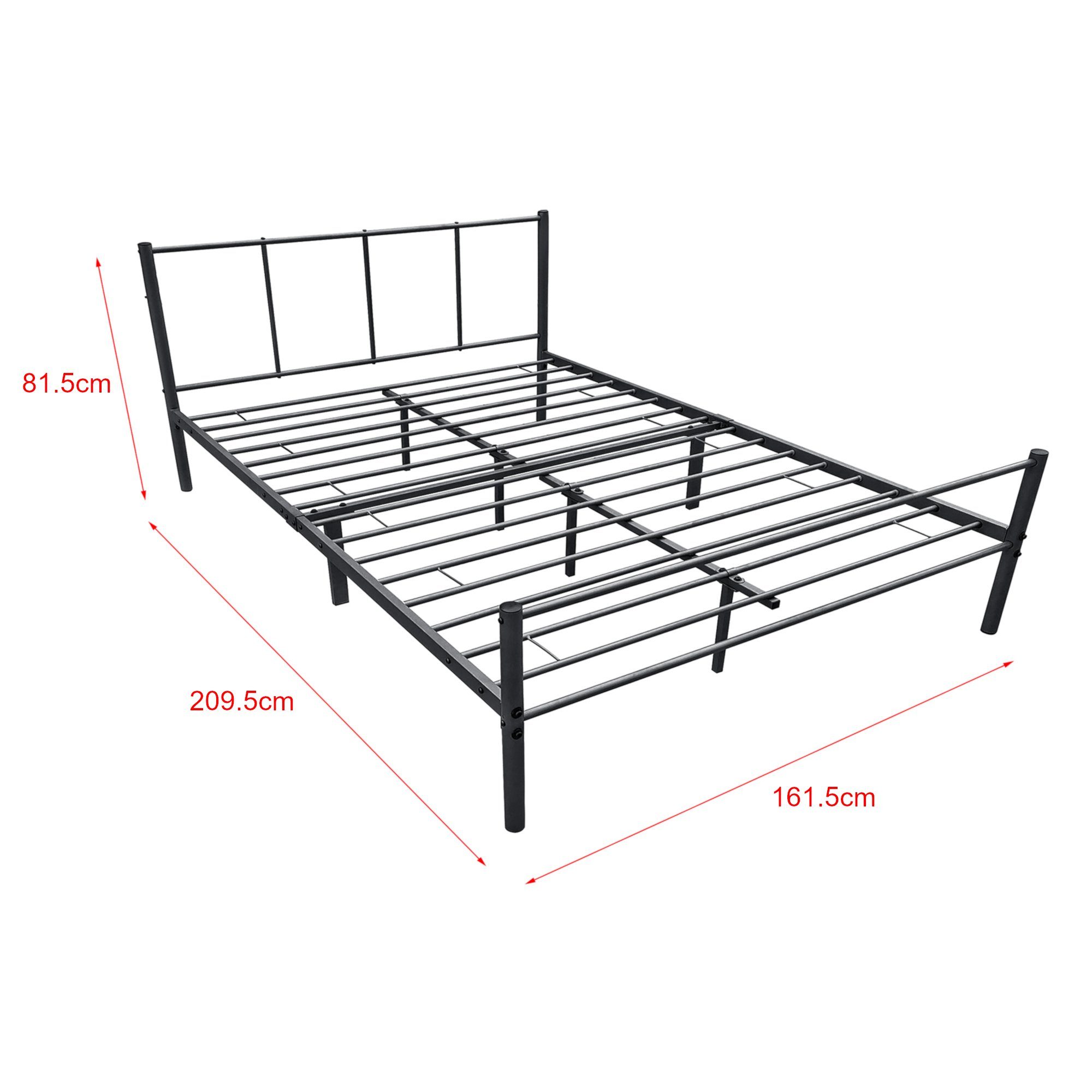 en.casa Metallbett, Laos Bettgestell mit Kaltschaummatratze und Lattenrost 160x200cm