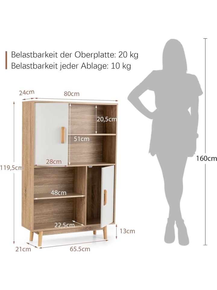 COSTWAY Bücherschrank in Weiß günstig kaufen 120 cm