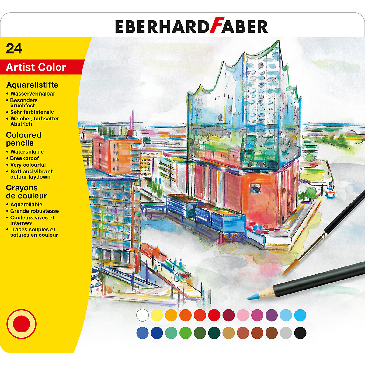 AquarellBuntstifte im Etui, 24 Farben