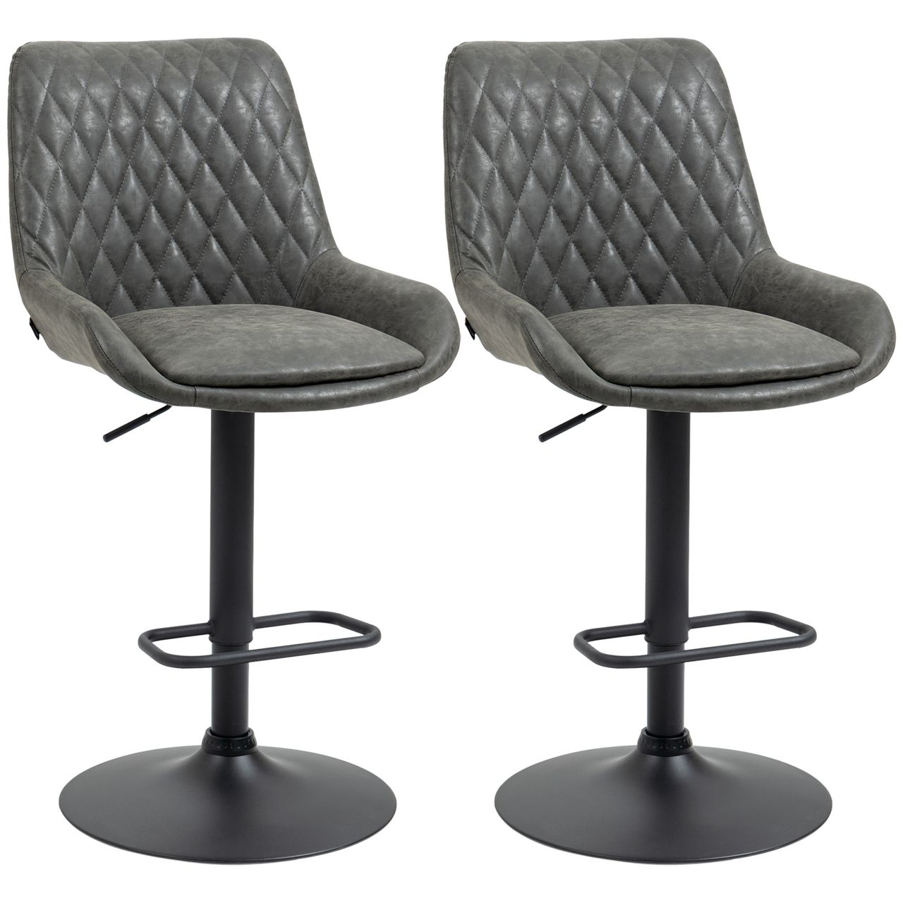 HOMCOM 2er-Set Barhocker Barstuhl höhenverstellbar Tresenstuhl mit Fußstütze