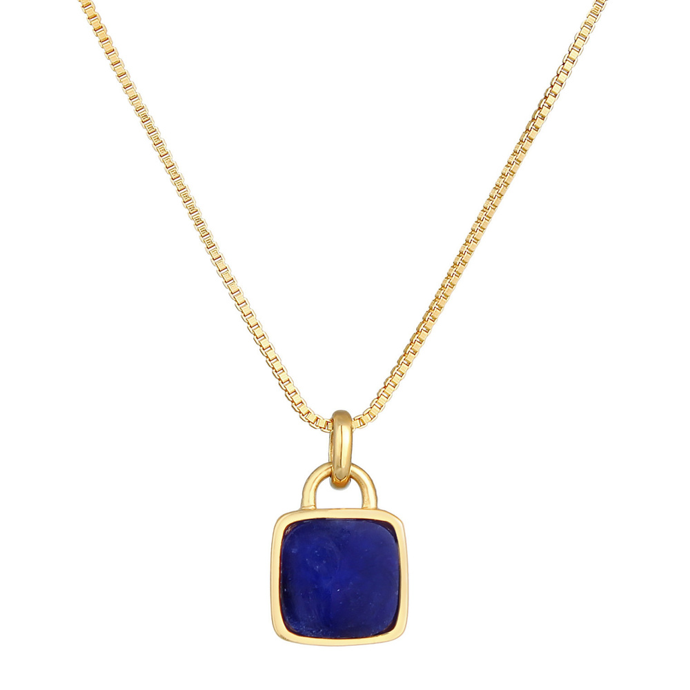 Elli PREMIUM Elli PREMIUM Collier Pendentif carré vénitien pour femme élégant avec sodalite en collier
