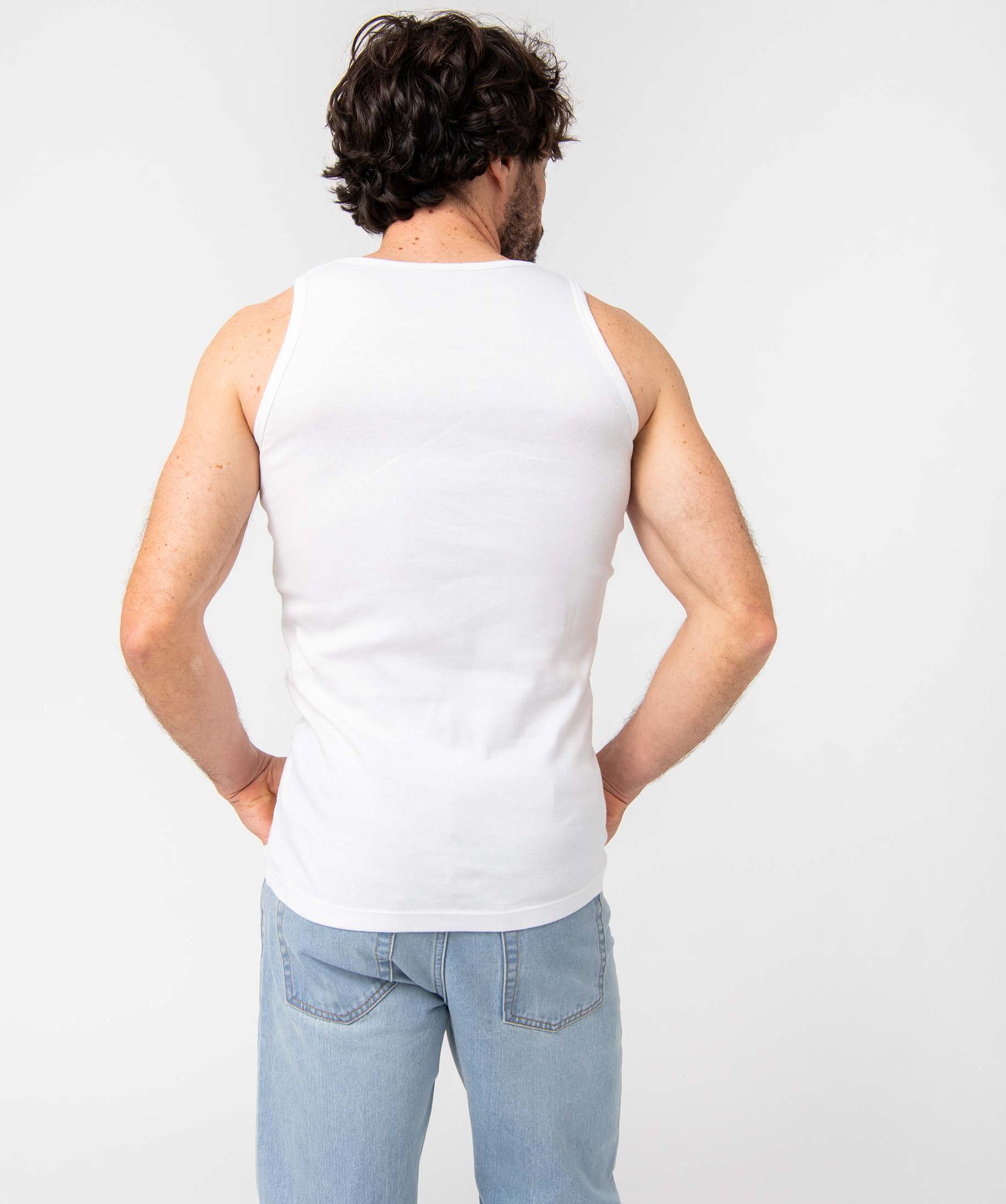 Débardeur homme à col rond en coton biologique (lot de 2) blanc | GEMO