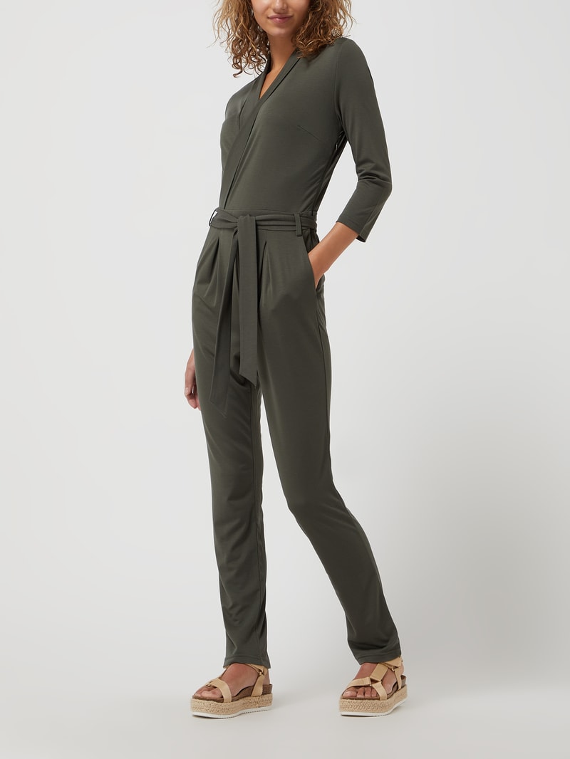 Jumpsuit mit Taillengürtel in olivgrün