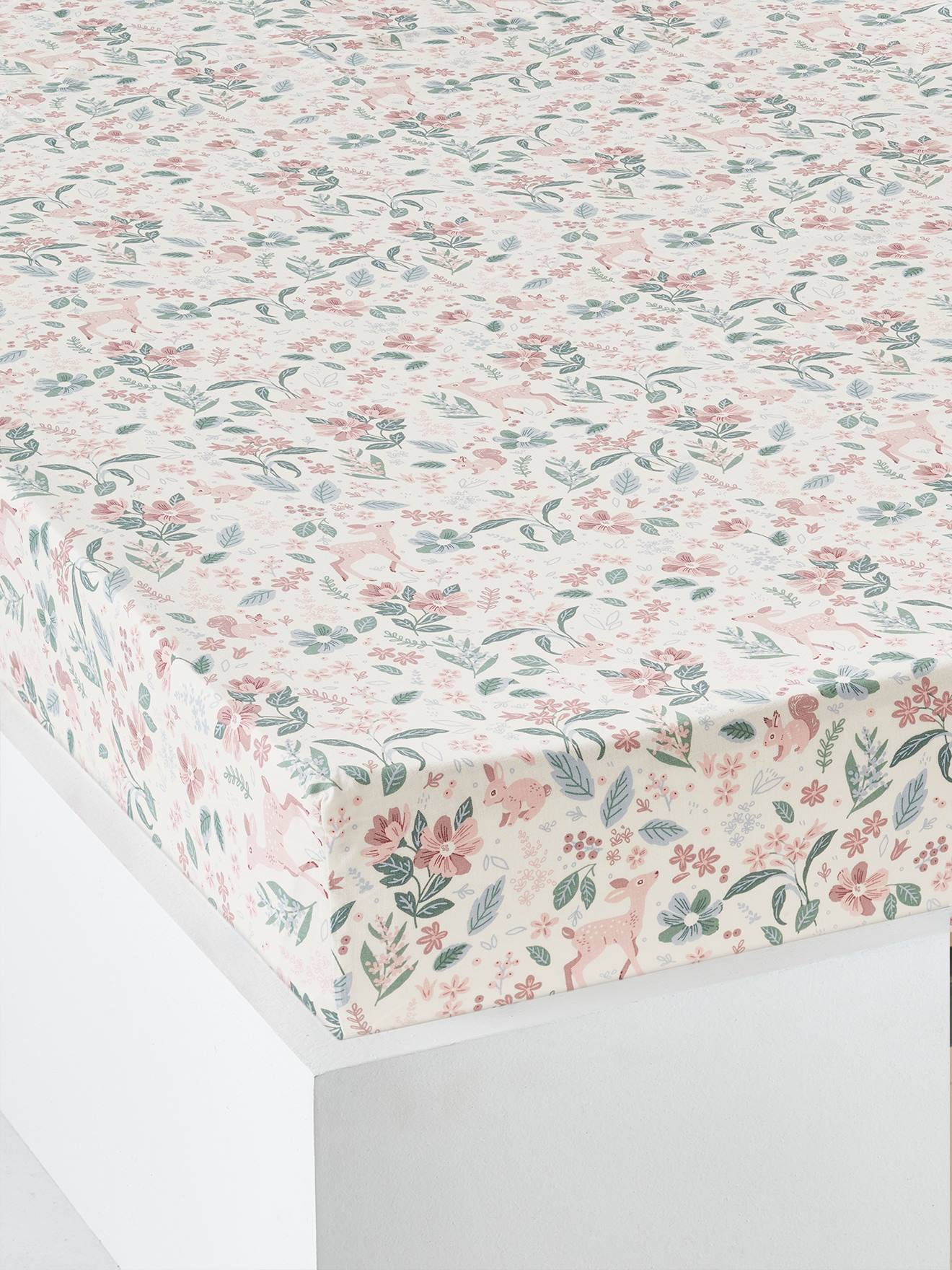 Drap-housse enfant VICTORIA écru / multicolore