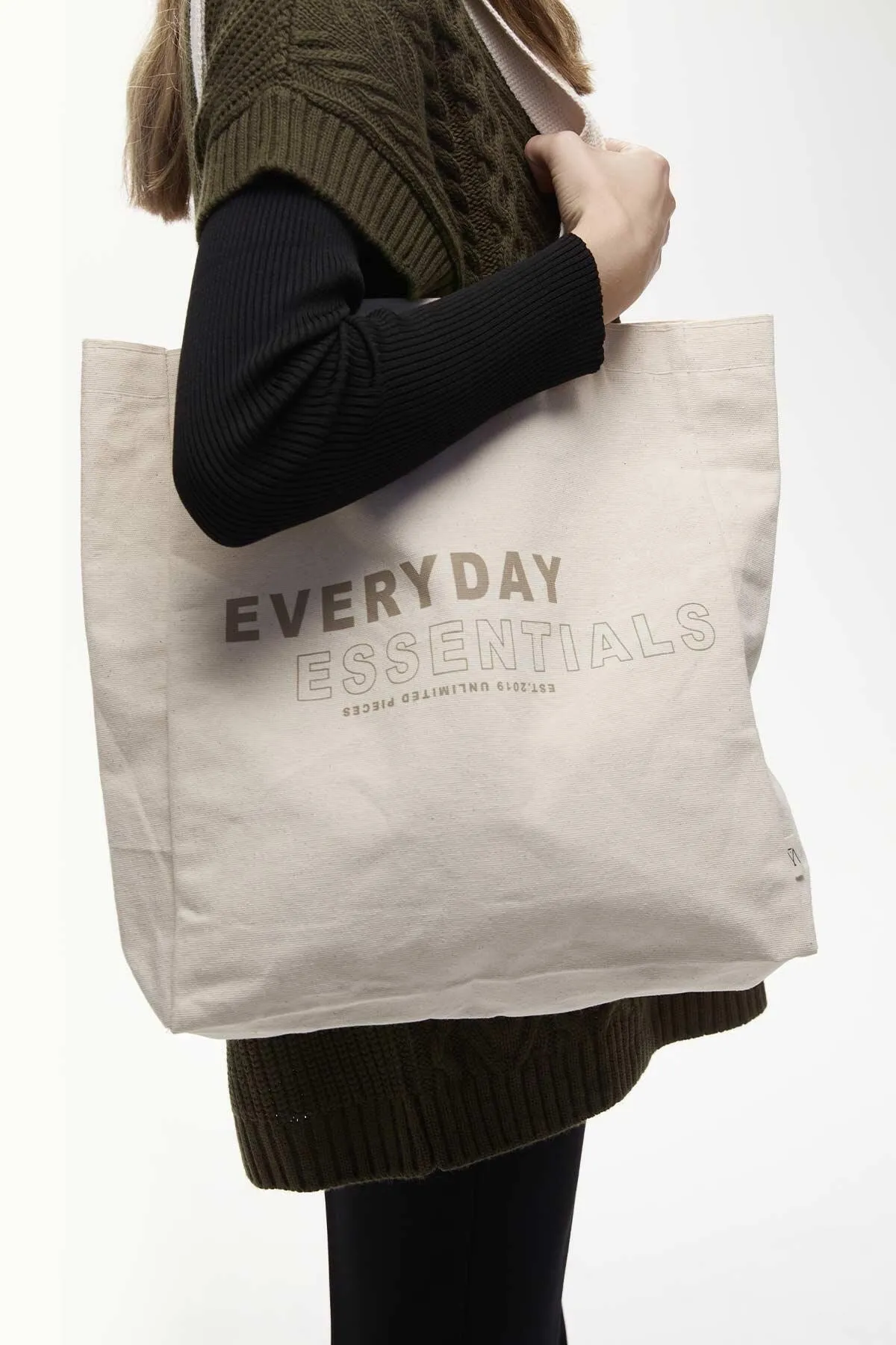 Manuka  Bedruckte Canvas-Einkaufstasche mit Seitenfalten Essentials