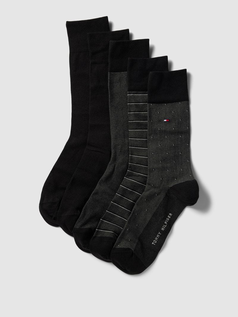 Socken mit Logo-Stitching im 5er-Pack in schwarz