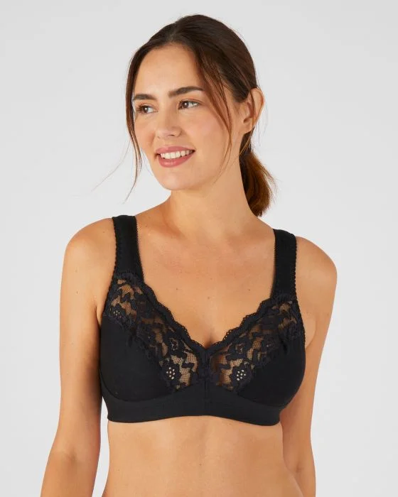 Soutien-gorge grand maintien, coton et dentelle