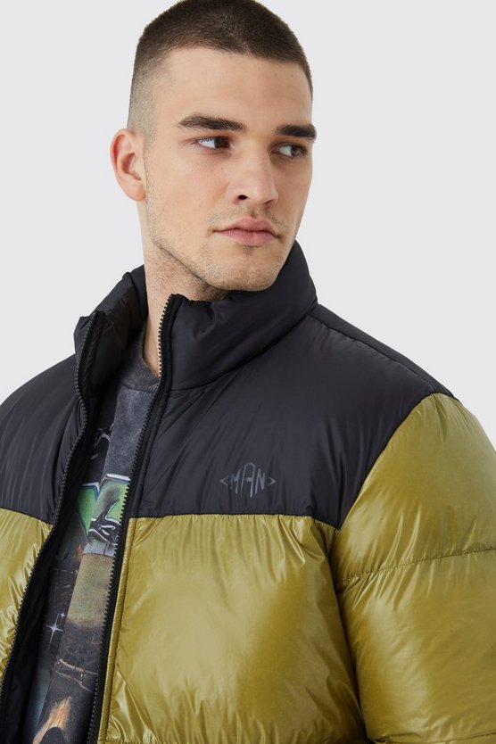 Tall Man hochglänzende Colorblock Steppjacke
