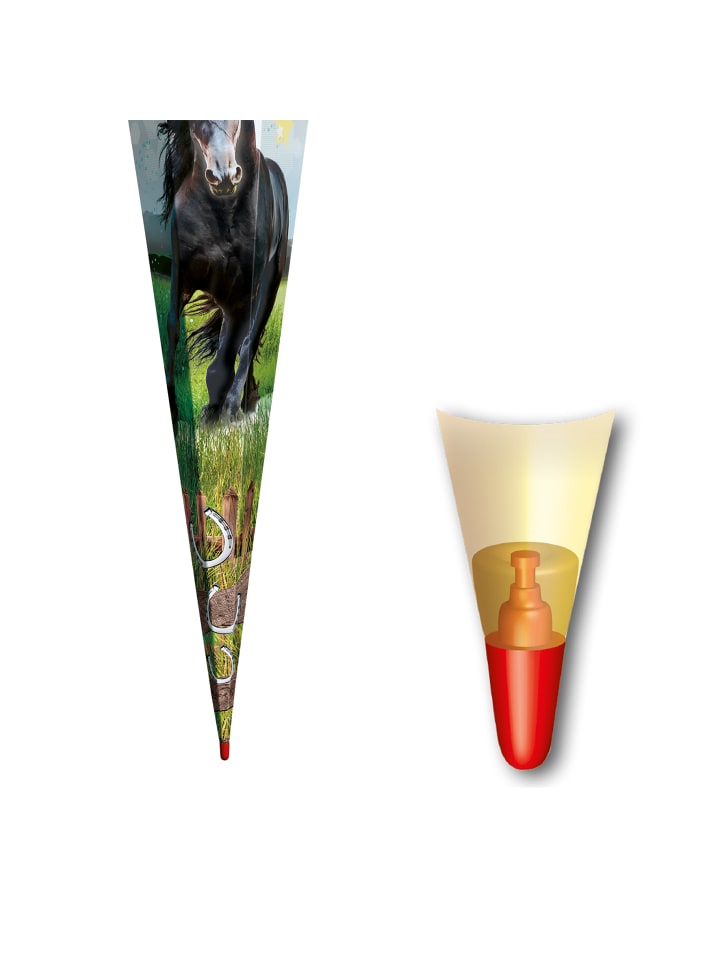 ROTH Schultüte groß Power Horse 85 cm, Netzverschluss in Grün günstig kaufen onesize