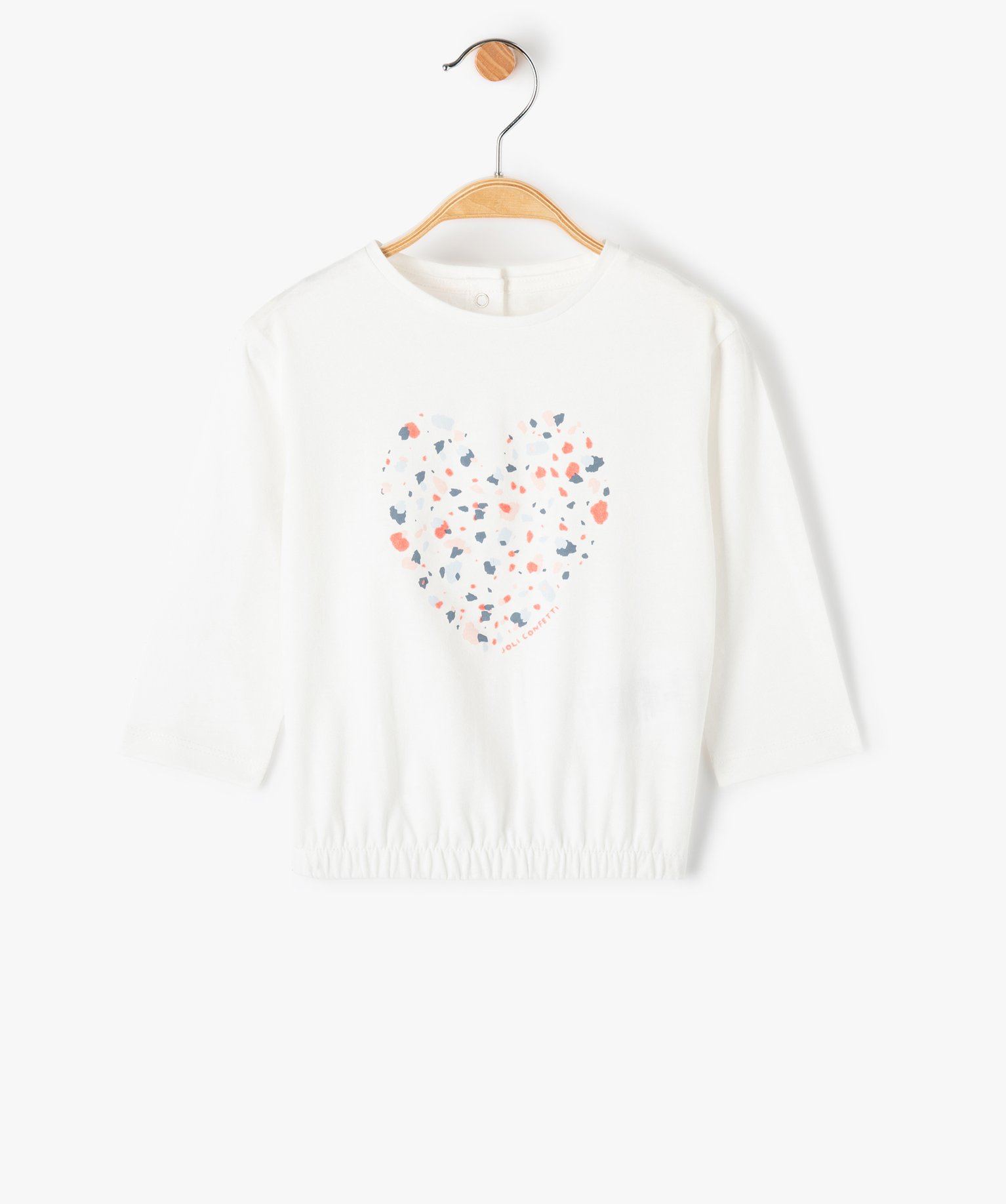Tee-shirt bébé fille à manches 3/4 et taille élastiquée ecru | GEMO