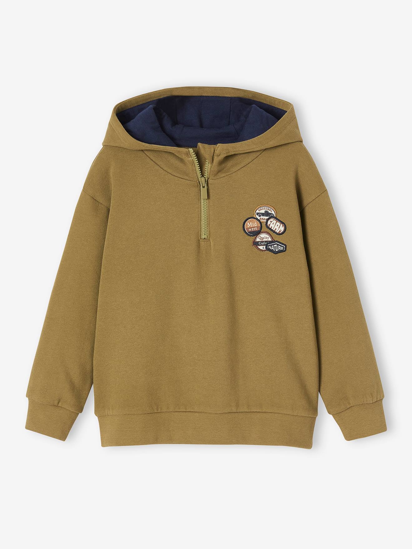 Vertbaudet Jungen Kapuzensweatjacke - olivgrün
