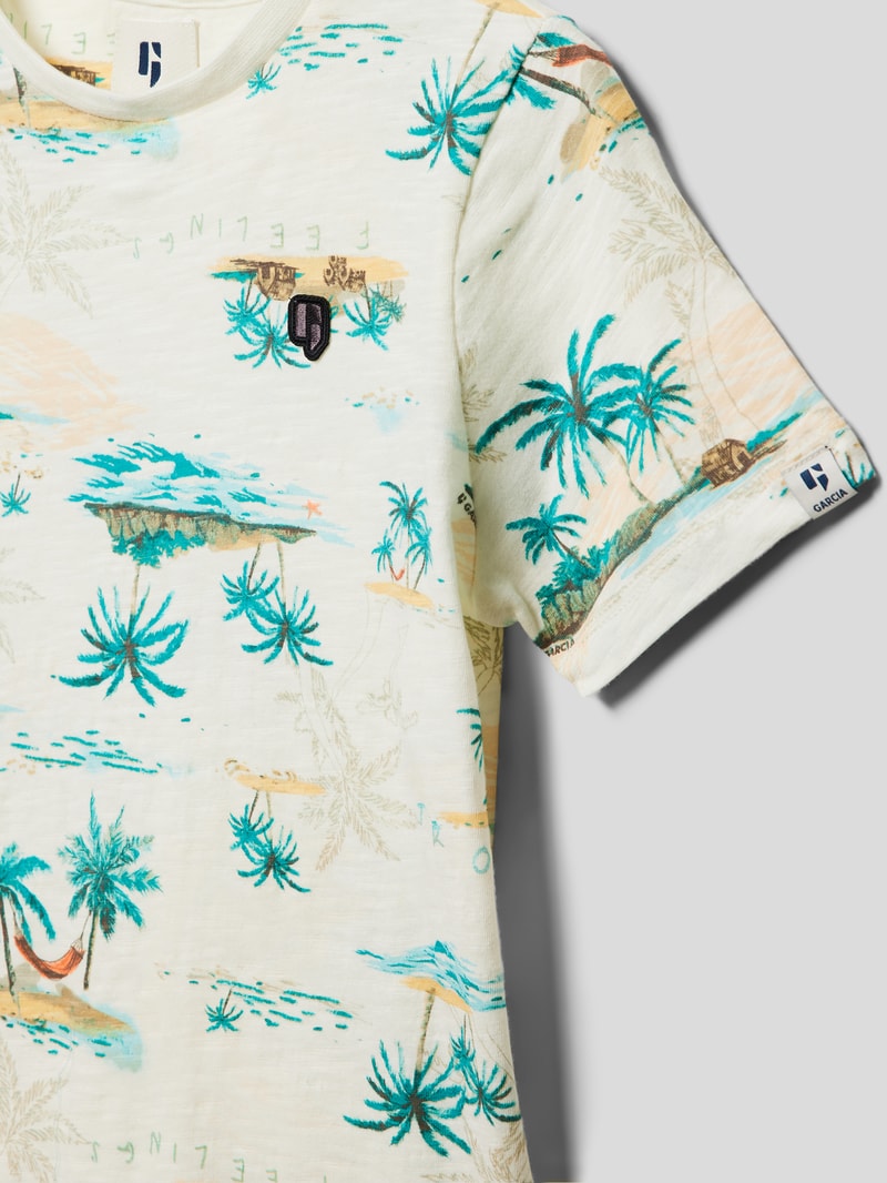 T-Shirt mit Allover-Muster in beige