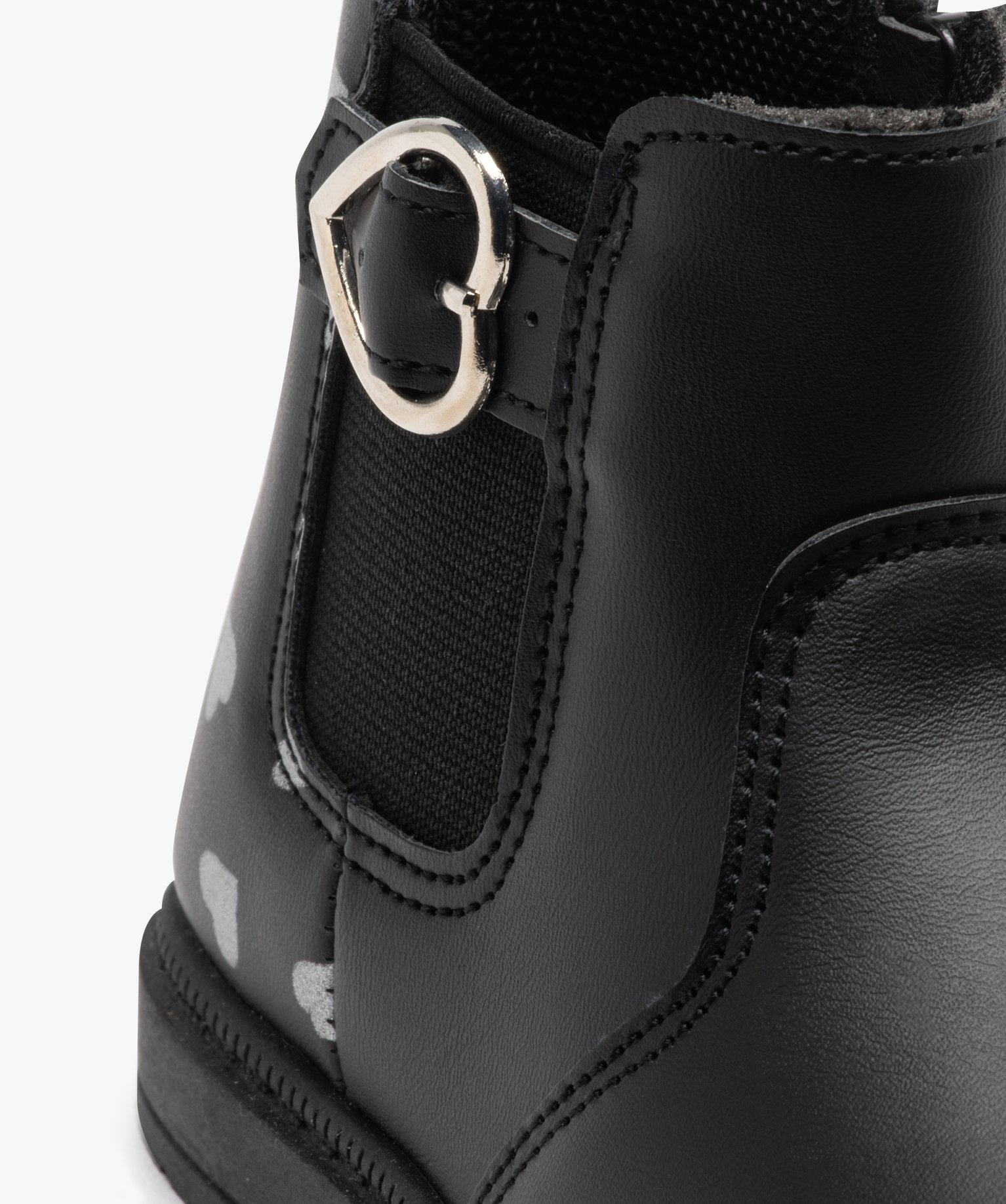 Boots bébé fille unies style Chelsea avec petits coeurs noir | GEMO