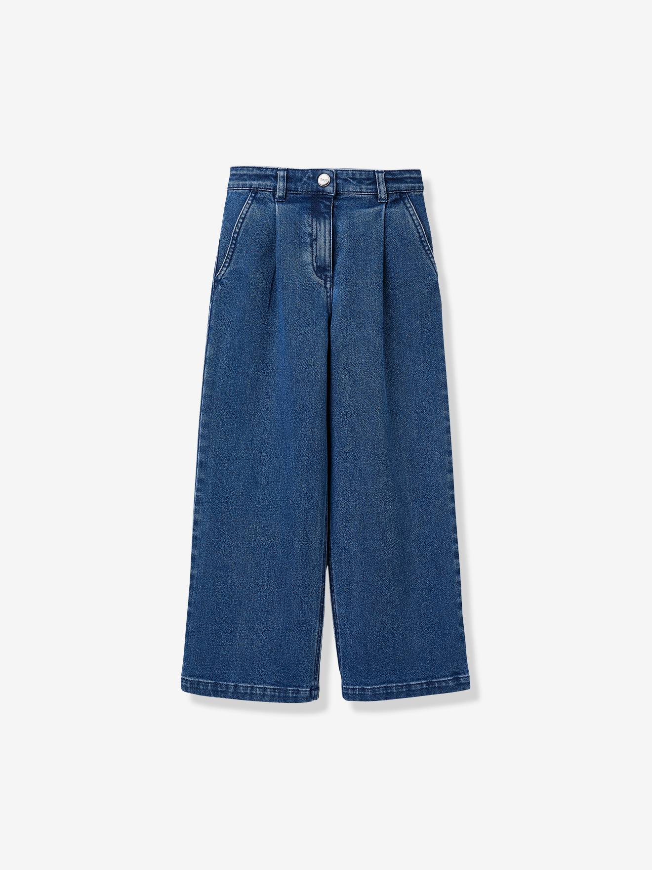Pantalon Fille large en denim CYRILLUS stone