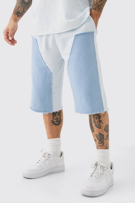 Baggy Carpenter Panel Frayed Edge Applique Jorts