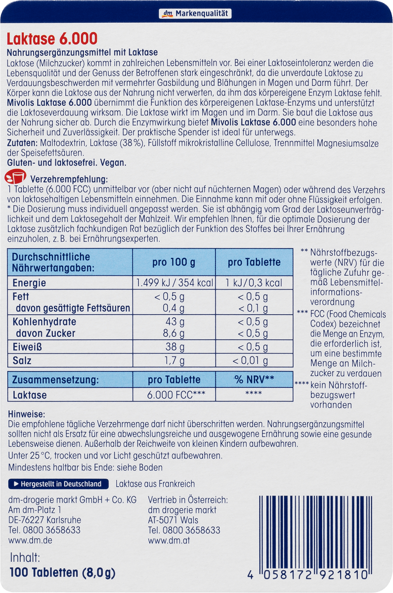 Laktase 6000 Mini Tabletten 100 St, 100 St
