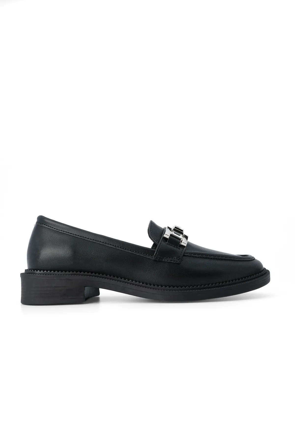 Marjin  Damen Loafer mit Schmucksteinen und Schnalle, Freizeitschuhe Hosre Schwarz