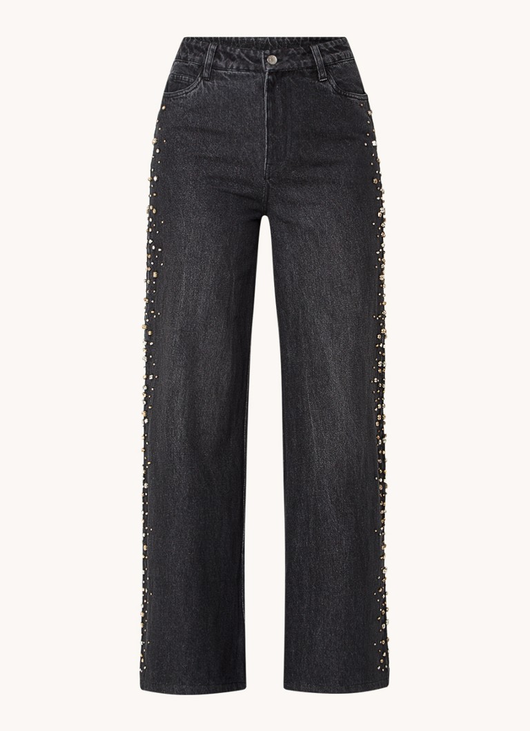 Sandro  High waist loose fit cropped jeans met strass