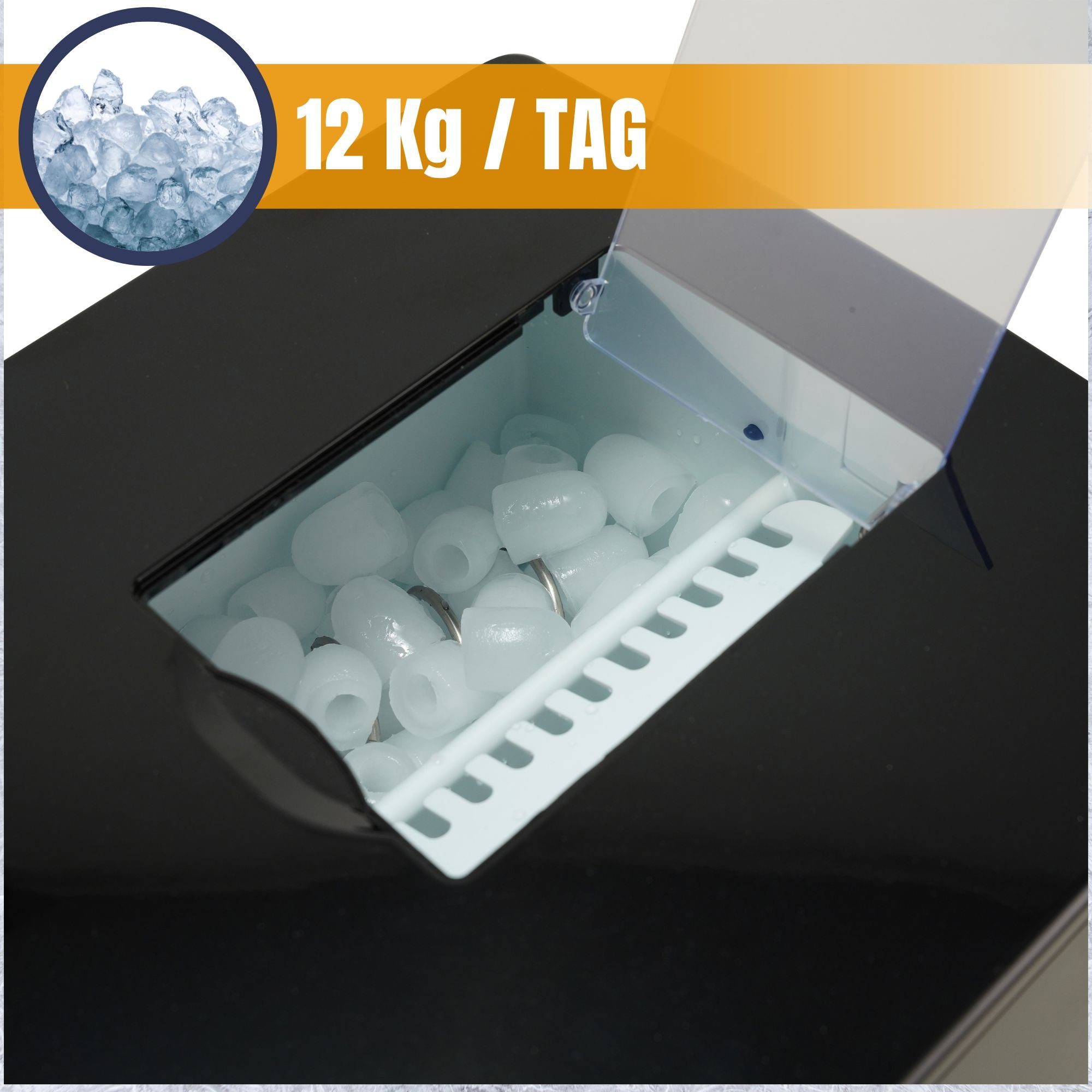 Sommertal Eiswürfelmaschine Sommertal Eiswürfelmaschine EM12E, Ice Maker, schnelle Eisherstellung ab 6 Minuten, 12kg pro Tag
