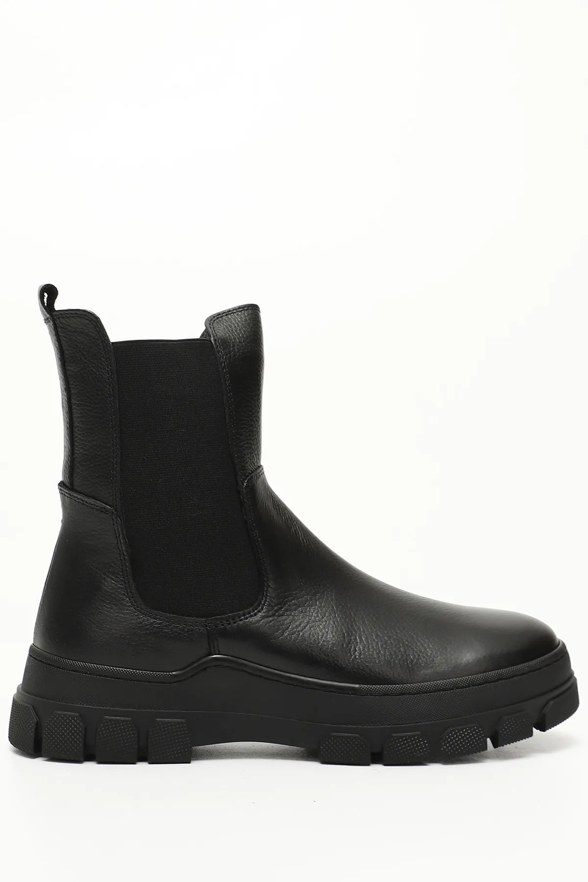 GÖNDERİ(R)  Schwarze Floater-Damen-Damen-Chelsea-Stiefel aus echtem Leder mit runder Zehenpartie 52411