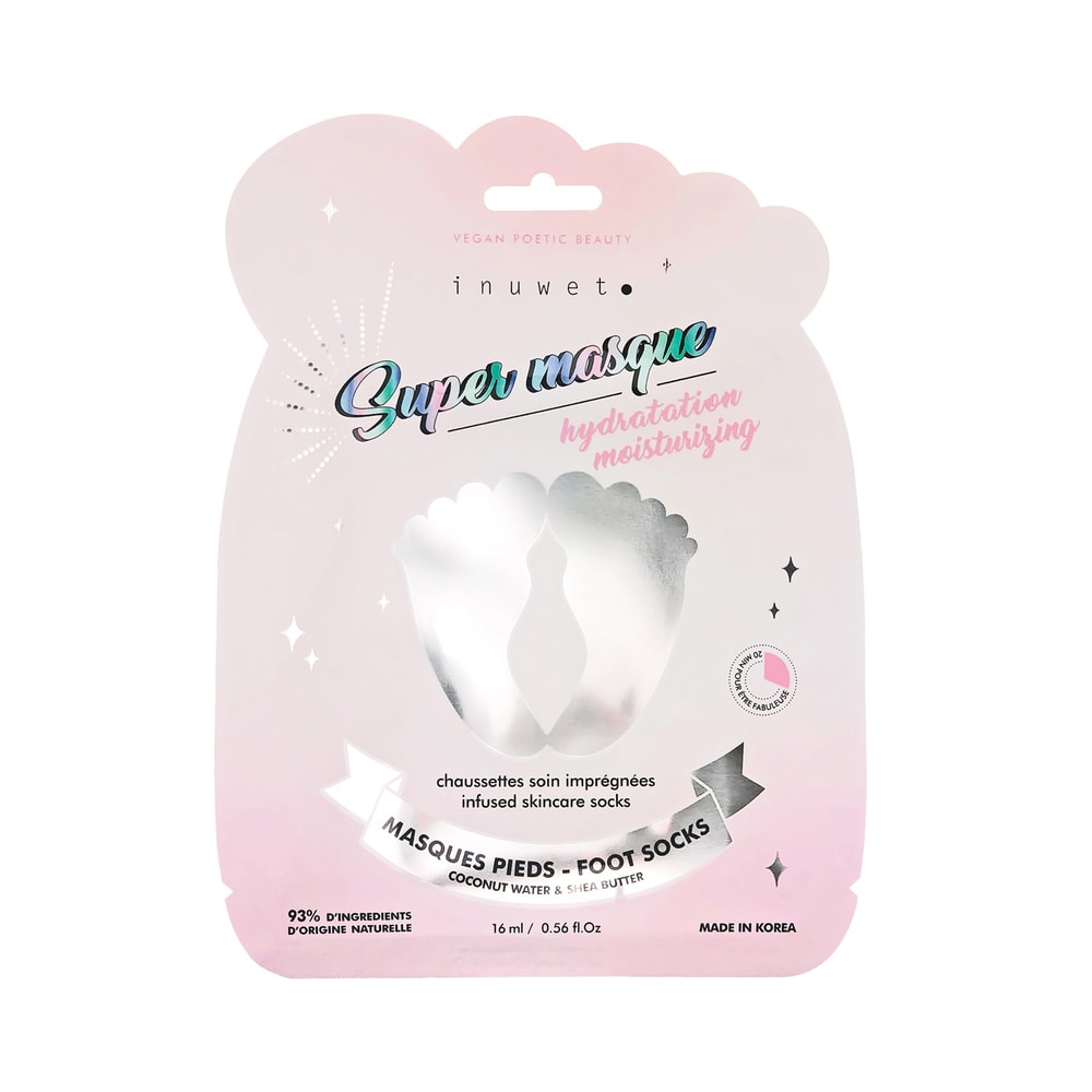 Inuwet Masque pieds hydratant Masque pieds en bio cellulose