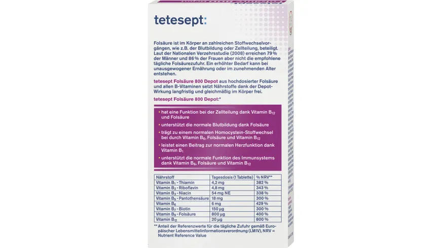 tetesept Folsäure 800 Depot 60 Stück