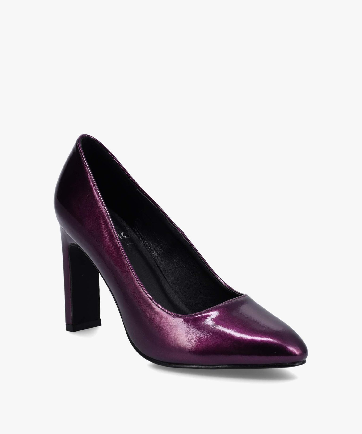 Escarpins femme à talon fin dessus uni métallisé violet | GEMO