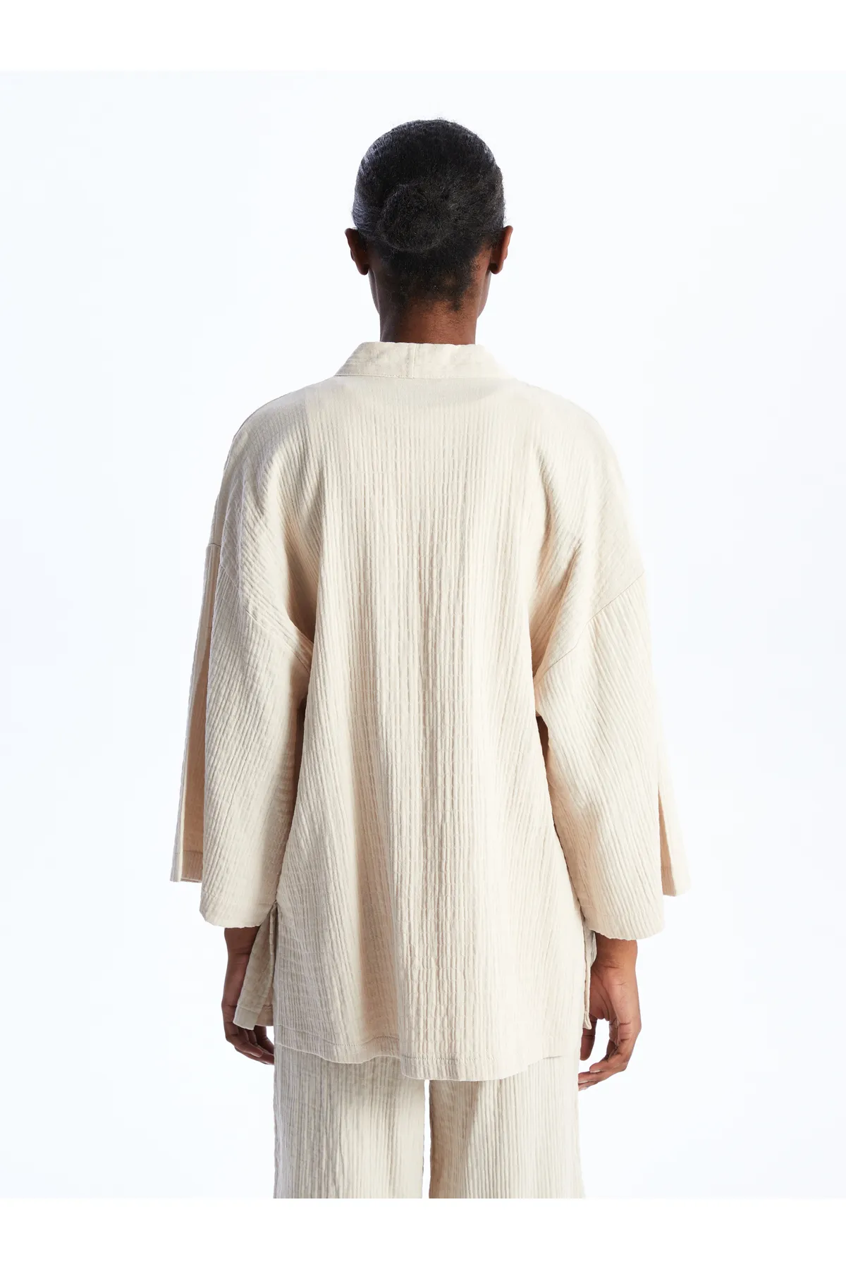 LC Waikiki  Damen-Kimono aus einfarbigem Musselin mit Schalkragen