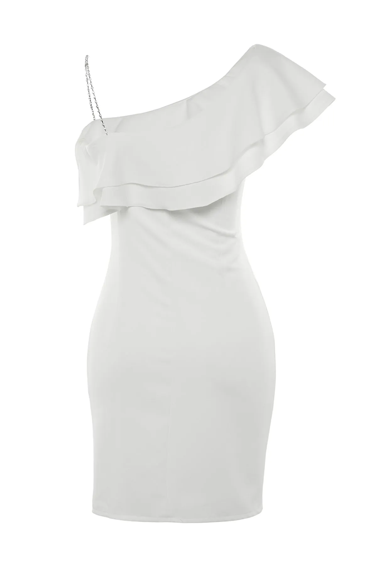 Trendyol Collection  Ecrufarbenes Abendkleid mit Kragen und Ausschnitt TPRSS21EL2873