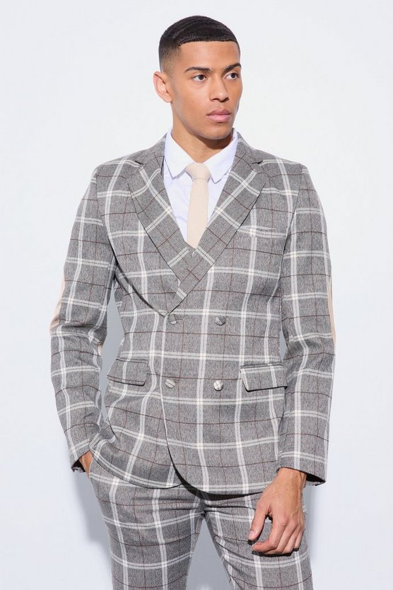 Karierter Blazer mit Fischgrätenmuster