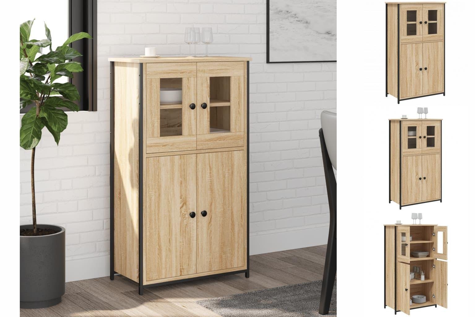 vidaXL Anrichte Highboard Sonoma-Eiche 62x32x106,5 cm Holzwerkstoff Glas Vitrine