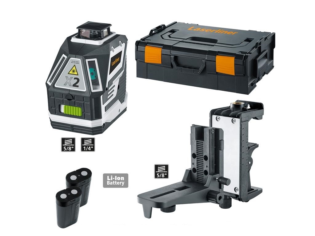 Laserliner 031.550L X2-Laser 360°-Linienlaser mit Magnetklemme und Wandhalterung