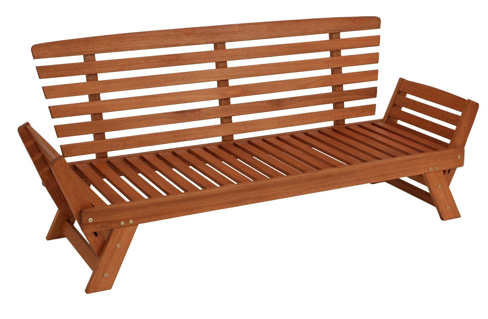 DEGAMO Gartenliege Liegesofa TIROL, 1 St., 202cm, Eukalyptus Hartholz, Wendeauflage rot/beige, Innen und Außen