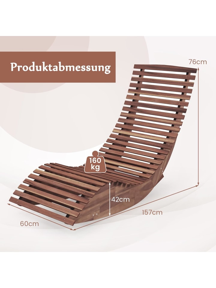 COSTWAY 2er Set Sonnenliege ergonomisch in Hellbraun günstig kaufen onesize