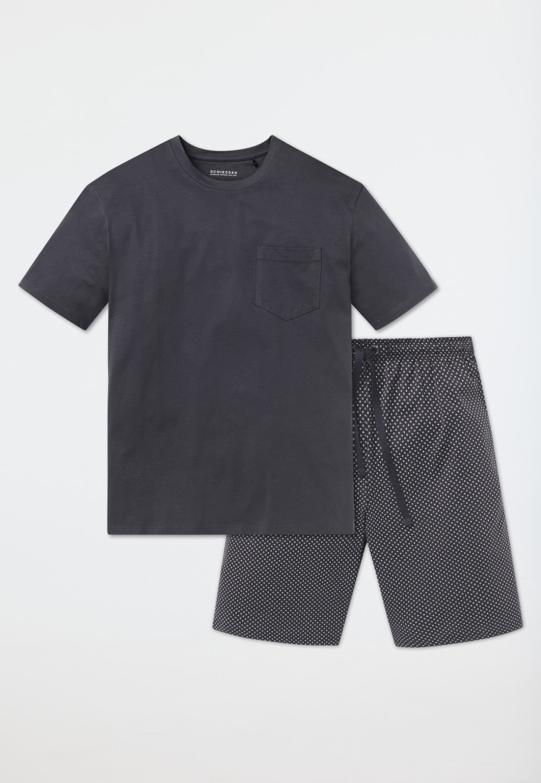 Schlafanzug kurz Jersey grau - Ebony